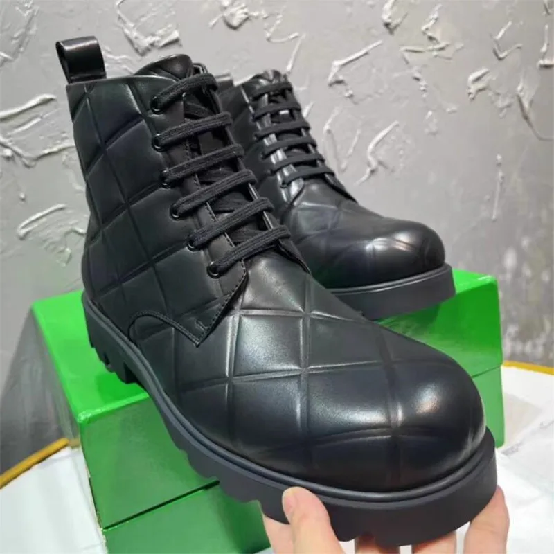 

Black Men Round Toe Ankle Boot Fashion Man Genuine Leather Designer Boots