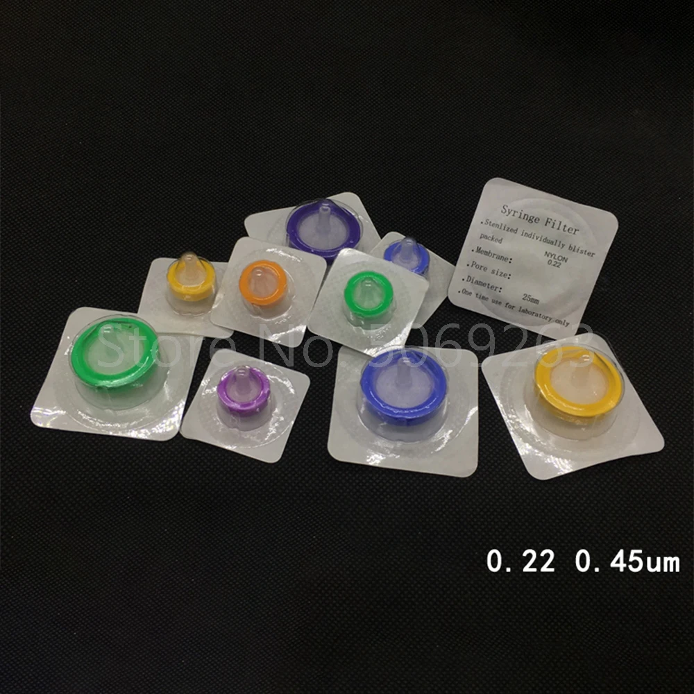 10pcs/lot Lab 13mm 25mm 33mm Nylon/PES/PTFE sterile needle-type filter  0.22um/0.45um Millipore Membrane Syringe filter