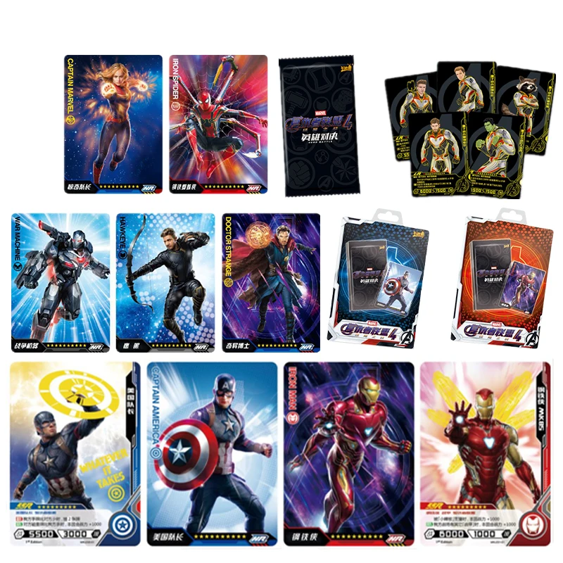 New Genuine Avengers 4 Cards Marvel Spider-Man Iron Man Flash Cards Collection Card Books Kids Toys Xmas Gifts Collection Card