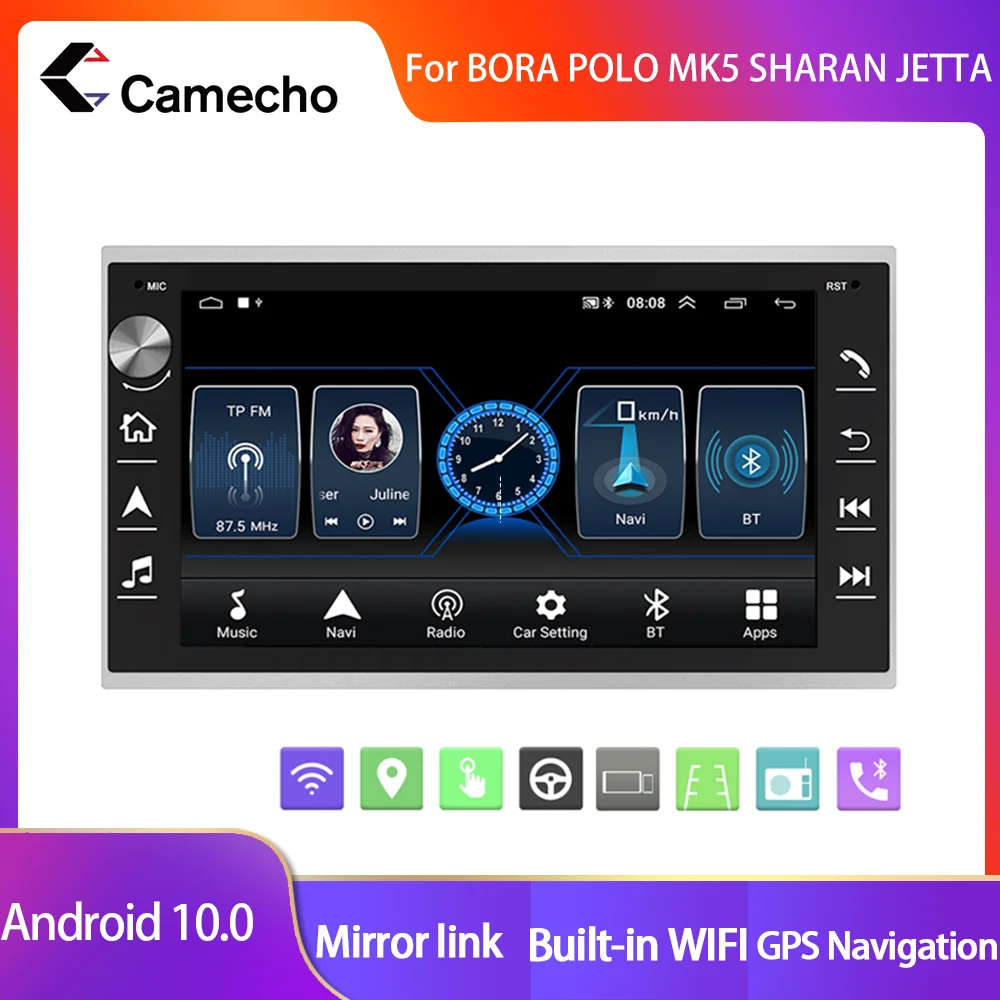 

Camecho 2 din Android Car Radio GPS Multimedia Player For VW Volkswagen GOLF POLO TRANSPORTER Passat b5 BORA MK5 SHARAN JETTA