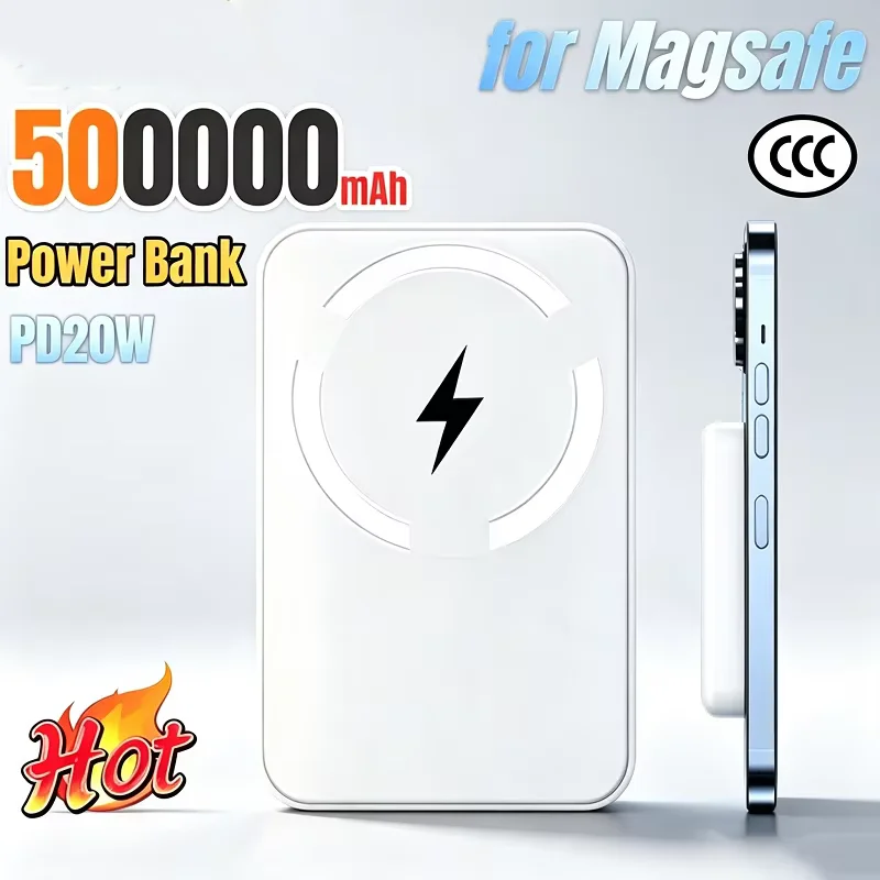 500000mAh Magnetic Wireless Power Bank PD22.5W Fast Charging External Portable Battery For iPhone Samsung Android 2026