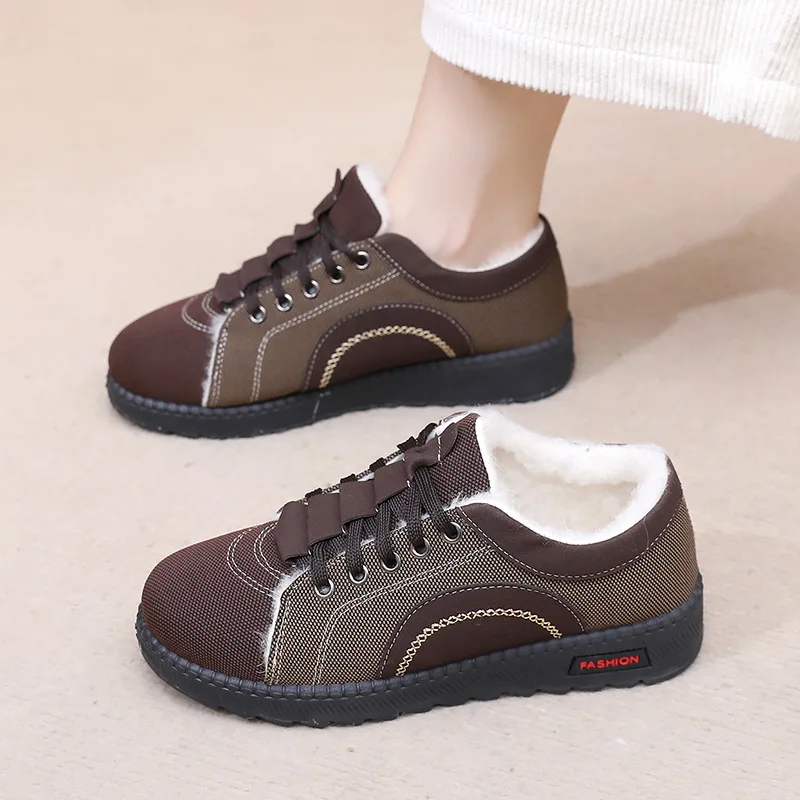 

Женская обувь, зима 2025 г., модная плюшевая женская хлопковая обувь, повседневная нескользящая обувь для мам на мягкой подошве, Zapatos De Mujer