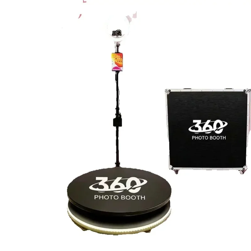 360-Grad-Drehbare Selfie-Station, Professionelle Panorama-Fotografie-Station, 80×100cm Tragbare Fotobox für Outdoor- und Indoor-Veranstaltungen