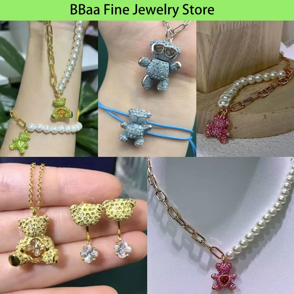 

2024 Charm Crystal Cute Doll Earrings Bracelet Series Women’s Accessories Set High Quality Pendant Crystal Birthday Gift
