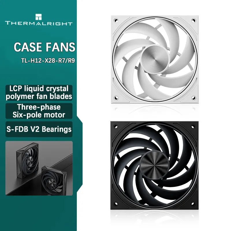 

Thermalright TL-H12-X28-R7/R9 LCP liquid crystal polymer fan blades balanced noise reduction coils three-phase six-pole motor