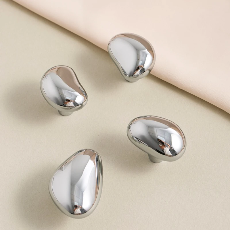 

Nordic Minimalist Glossy Silver Handles - Solid Brass High-end Kitchen Drawer Furniture Handle Hardware Pulls