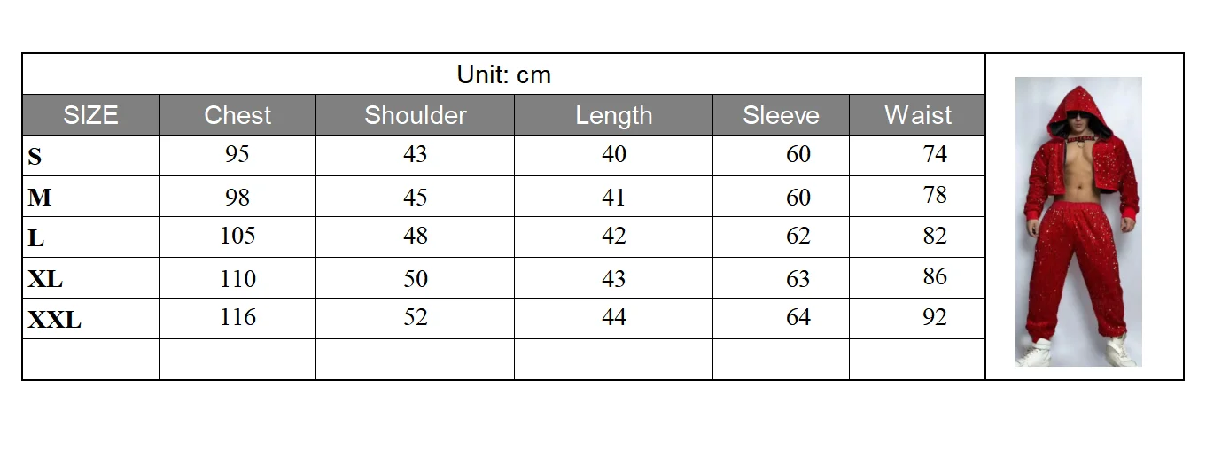 ジャズヒップホップダンス2点セット,赤いスパンコール,フード付きジャケットとパンツ,男性の衣装,歌手のパフォーマンス,ステージウェア,ダンサーのグループ