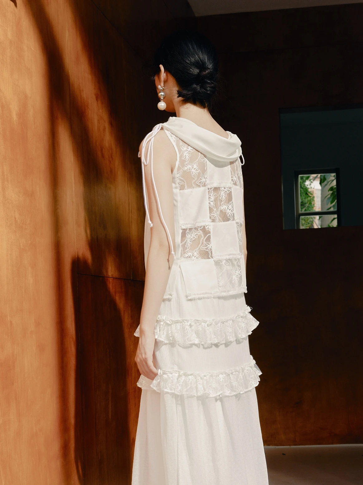 

Summer 23 Plant Flower Lace Gingham Tassel Vest Te by FrigidOrg Original Design Polyester Fibre Long Sve Women's Top