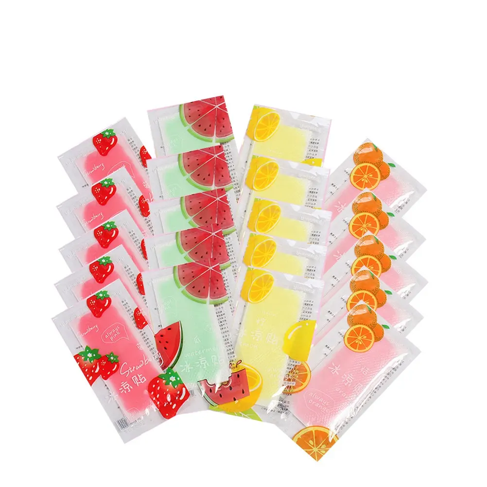 20Pcs Cartoon Fruit Cooling for Fever Relief Fast Long-Lasting Physical Cooling Forehead Strips Sunstroke Prevention