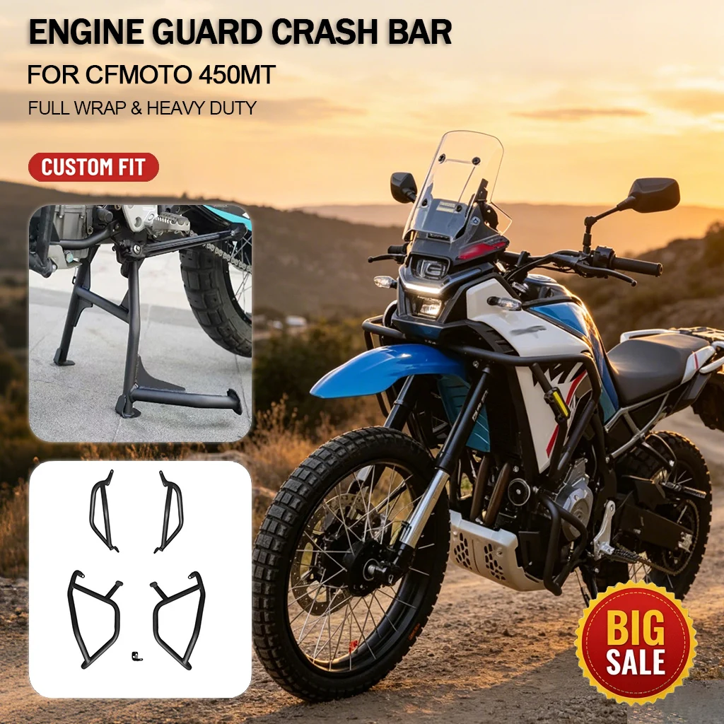 

Motorcycle Engine Guard Crash Bar Upper Lower Bumper FOR CFMOTO 450MT accesorios moto Main Stand Frame Protector Modified Part
