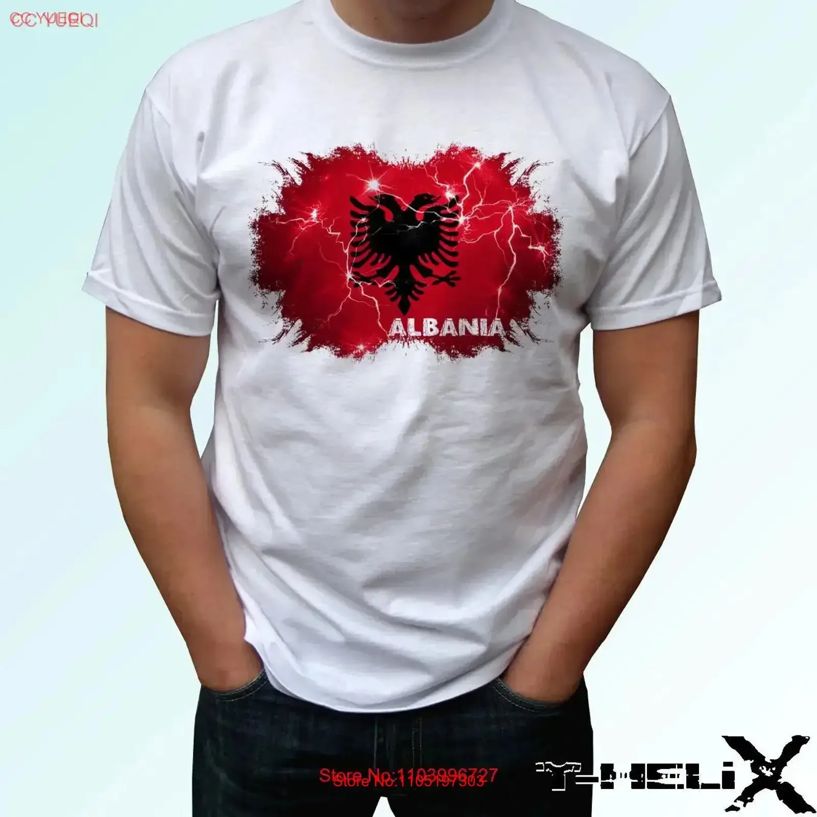 

Белая футболка Албании, топ с дизайном флага страны, мужские, женские, детские размеры, винтажная стираная универсальная дизайнерская одежда, стильная одежда