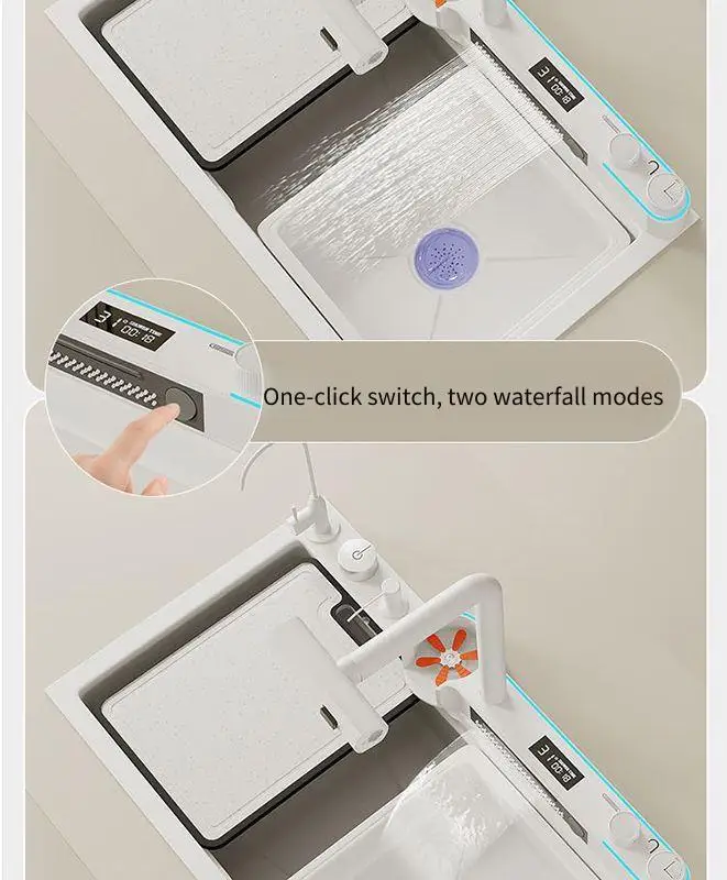 Kiten Sink Doppelter Wasserfall-Entriegelungsmodus LED-Digitalanzeige Voll funktionsfähige Konfiguration