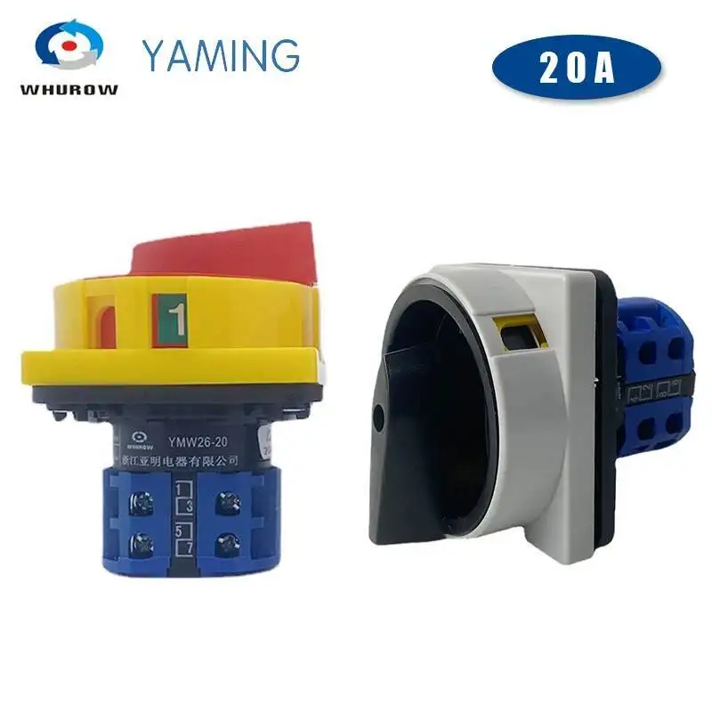 690V 20A Hangslot Roterende nokkenschakelaar met grote plaat OFF-ON 2 Positie 4 Polen 8 Terminals Hoofdkeuzeschakelaar Noodstop LW26-20/2GS