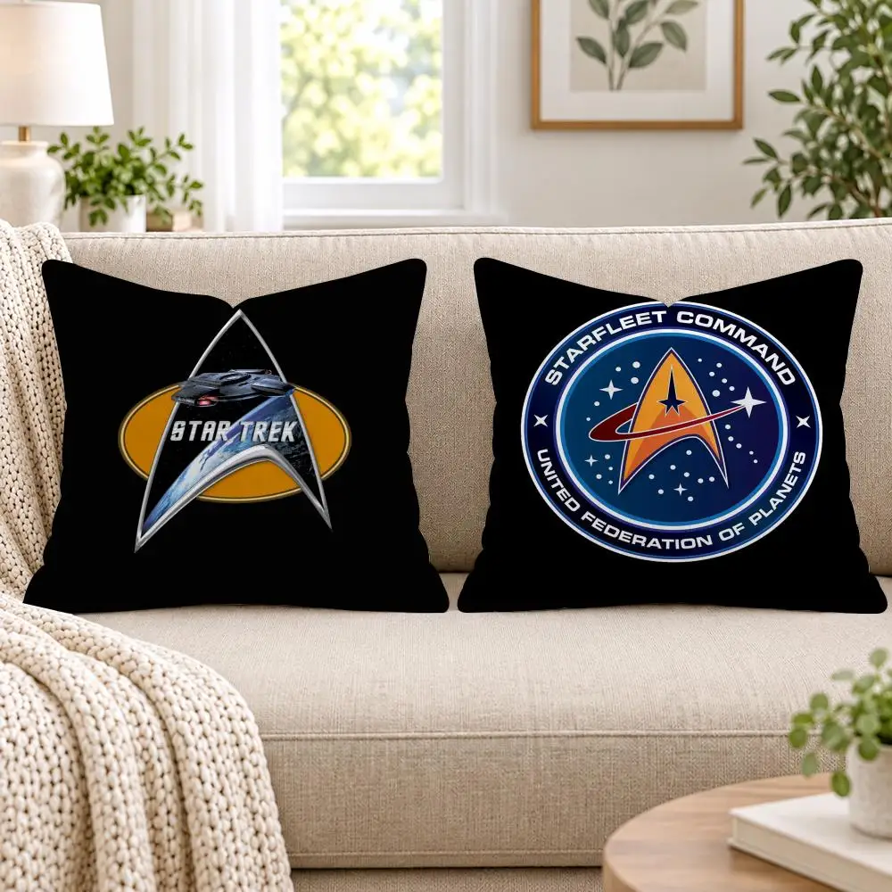 Star T-Trek Ship Movie Cushion Cover Short Plush Double-Sided Printing Sofa Bedroom Pillow Case Aesthetic Home Decor