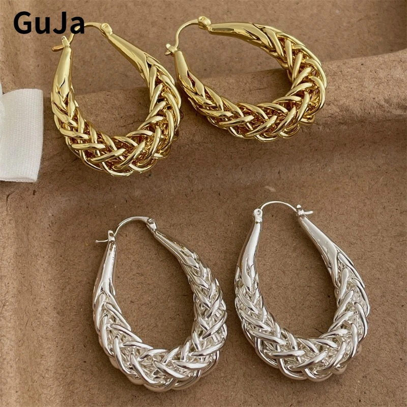 Modern Jewelry Popular Style Metallic Weave Texture Drop Earrings For Women Girl Gifts Fine Ear Accessories