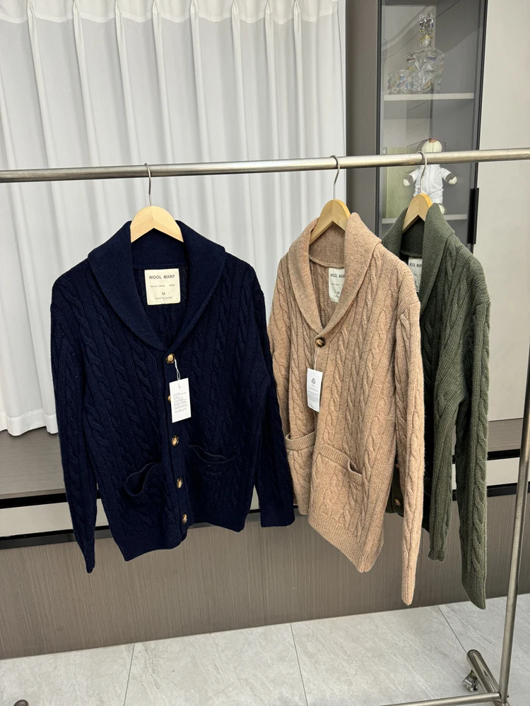 

Nordic 00 Wool Men's Knitted Open Cardigan Casual Sweater Jaet Trendy Long Sve Pure Color Autumn Winter Youth Sle