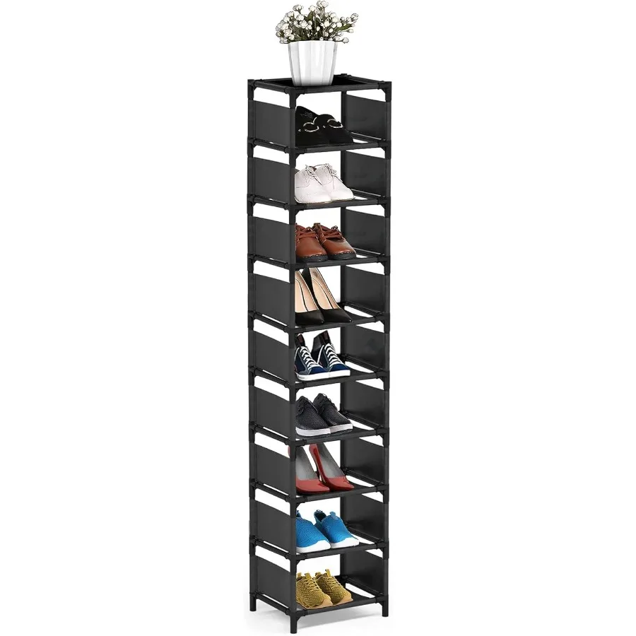 

Vertical Narrow Tall Shoe Rack for Front Door Entrance10 Tiers Sturdy Metal Shoe Rack Organizer for Closet Entryway Storage She