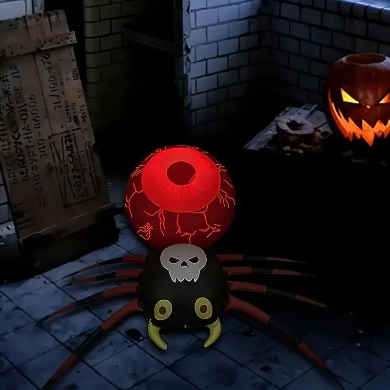 Araña inflable LED de PVC que brilla en la oscuridad, globo de araña, suministros para fiestas de Halloween, adornos de miedo para patio