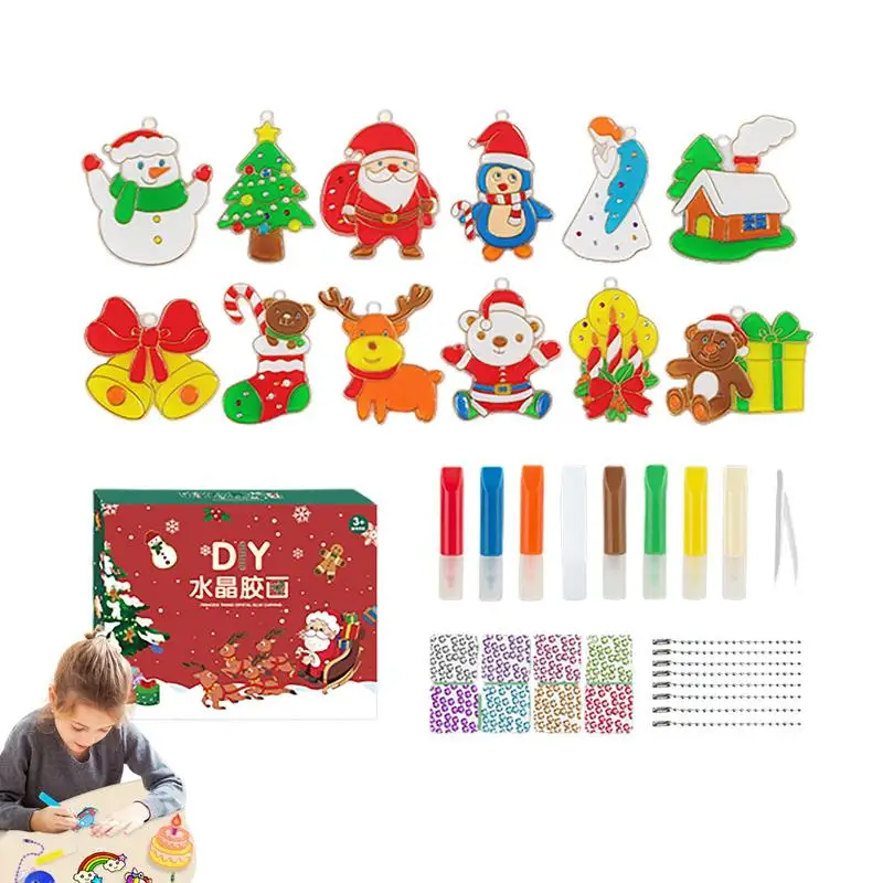 

DIY Crystal Paint Arts And Crafts Set Christmas Bake Free Glue Crystal Glue DIY Colored Pendant Halloween Children's Gift