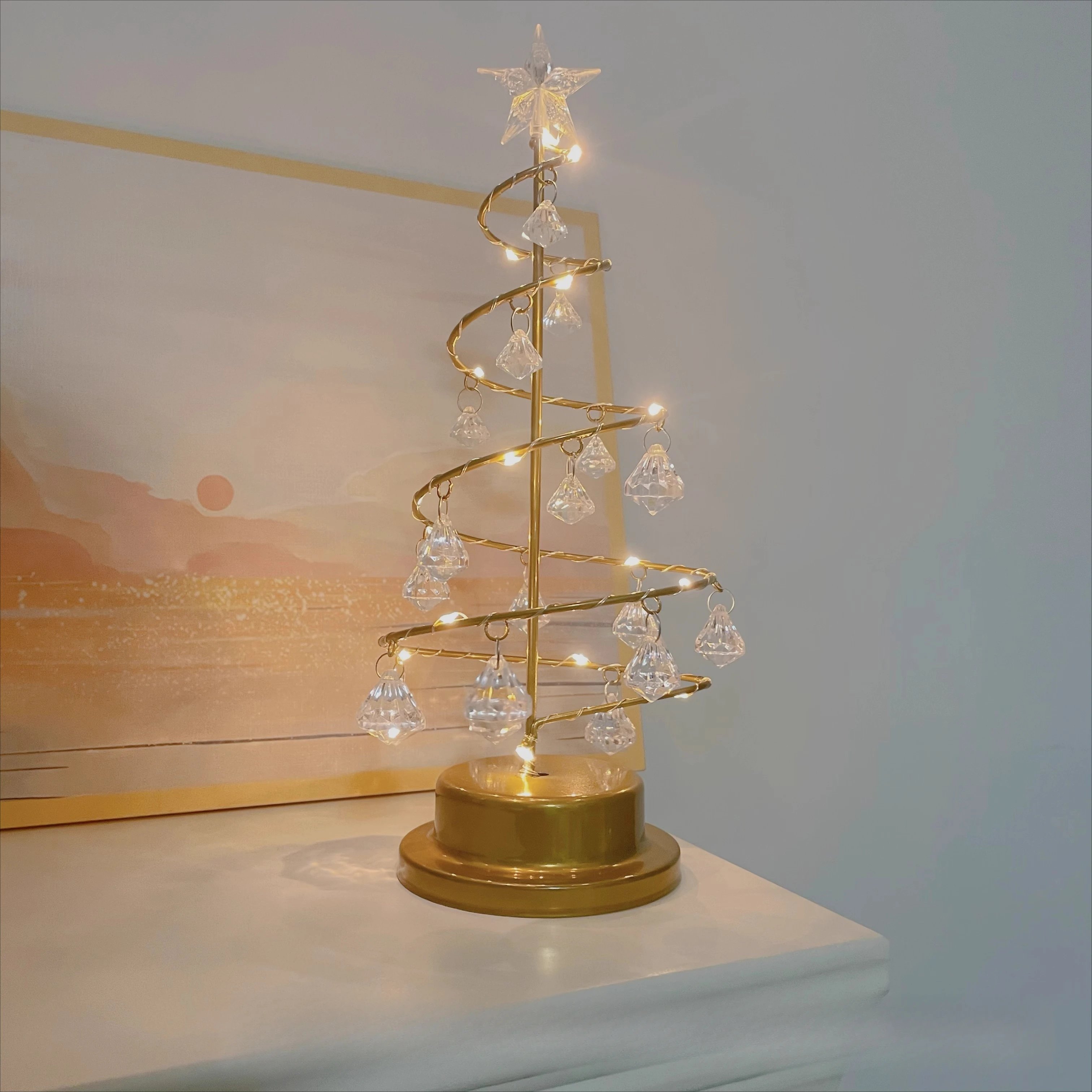 

«Рождественская елка, ночник», хрустальный звездный свет, украшение для спальни для девочек, окружающий свет, орнамент, праздничный рождественский подарок