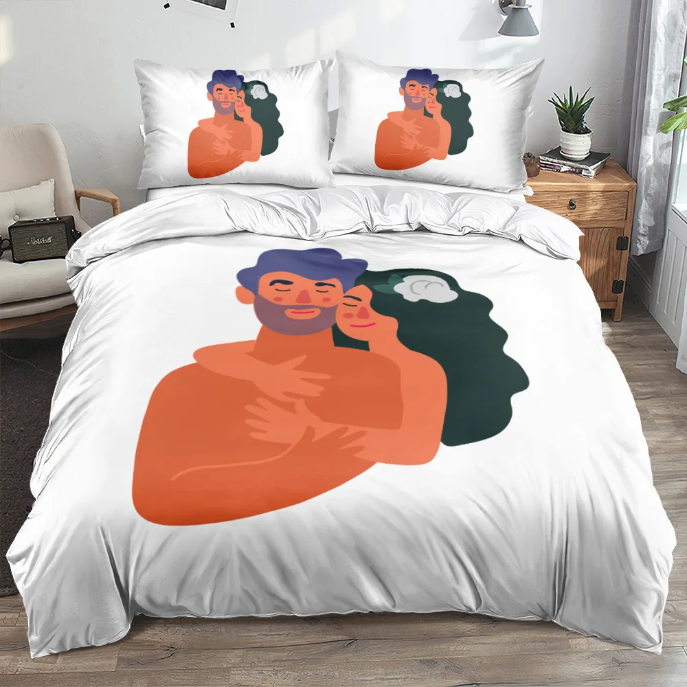 2/3pcs bedding set Digital Print Comfortable Duvet Cover for Home Bedroom Decoration, 1 Duvet Cover and 2pillowcase with Zippers