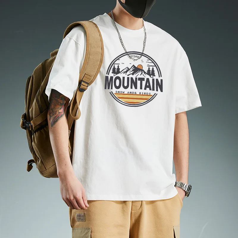 

Summer Heavyweight Cotton Men's Short-Sleeved T-Shirt Trendy Brand Ins Loose Plus-Size Five-Quarter Sleeve Couple T-Shirt Top