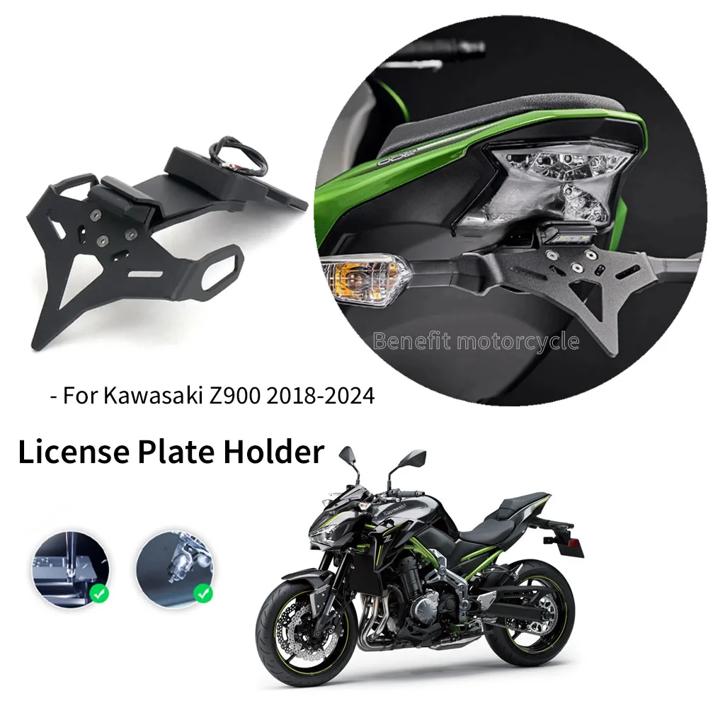 

Motorcycle Rear Short Tail Stock Tidy License Plate Holder Tailstock Bracket With LED Kit For Kawasaki Z900 Z 900 2018-2024 2023