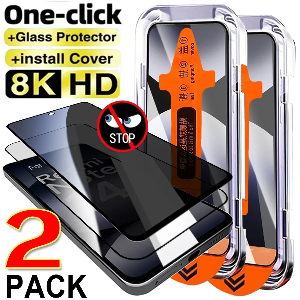 

Easy Install Tempered Glass Privacy Screen Protectors for Redmi Note 14 13 Pro 13R Pro 4G 5G HD/Anti-spy Auto Alignment Kit Film