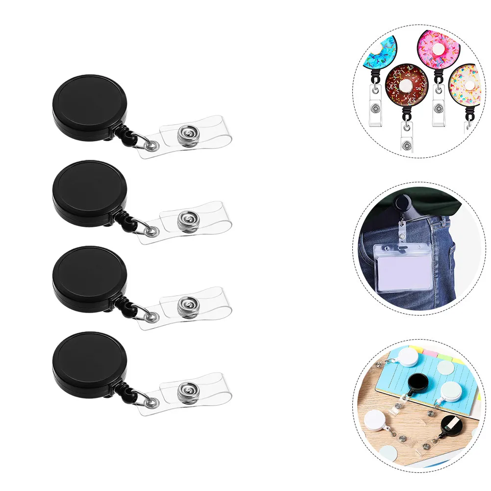 4Pcs Blank Sublimation Retractable Badge Reel Holder Name Tag Clip Lightweight DIY Photo Id Card Holder for Worker