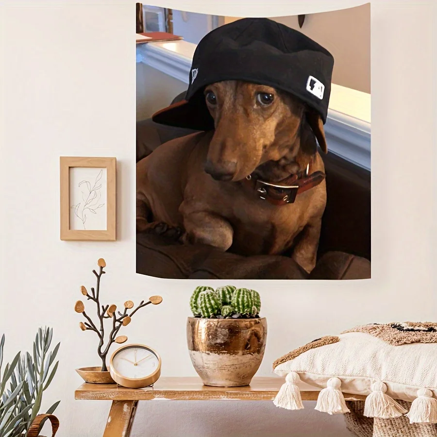 Charming Puppy with Sunglasses Tapestry - Whimsical Wall Hanging for Home Decor, Perfect Gift for Those Who Love Cute