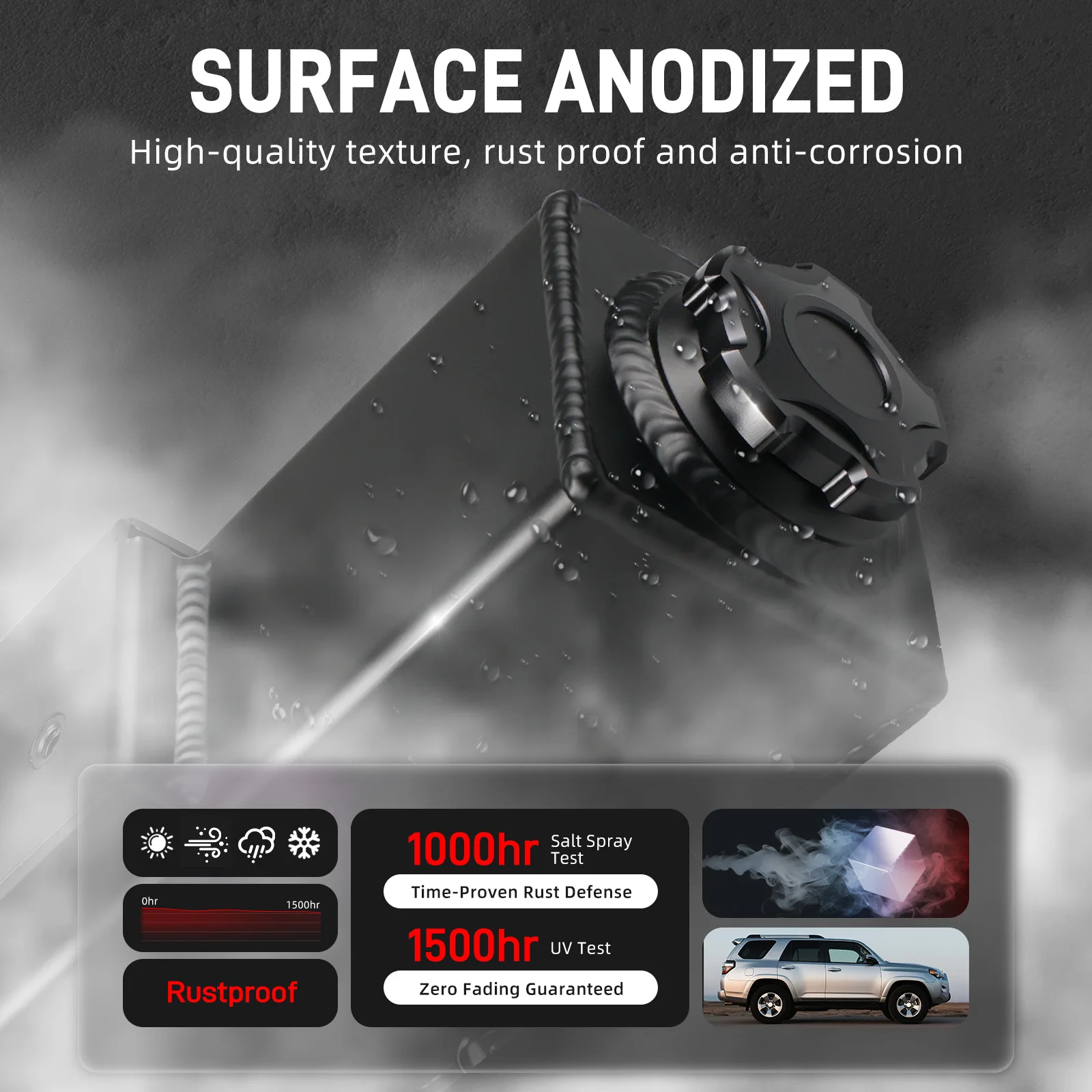 استبدال خزان سائل غسيل السيارات من الألومنيوم من BEVINSEE مع غطاء لسيارة Toyota 4Runner 14-24، استبدال 52103-35110، ملحقات السيارة