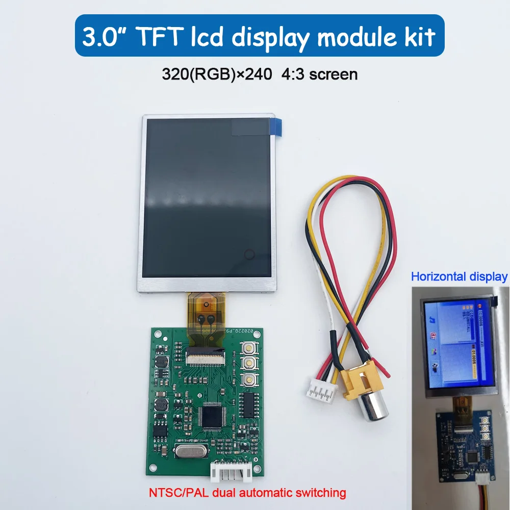 3 inch TFT LCD display module kit 320x 240 1 way RCA video input DC5V-12V for reversing image LCD screen