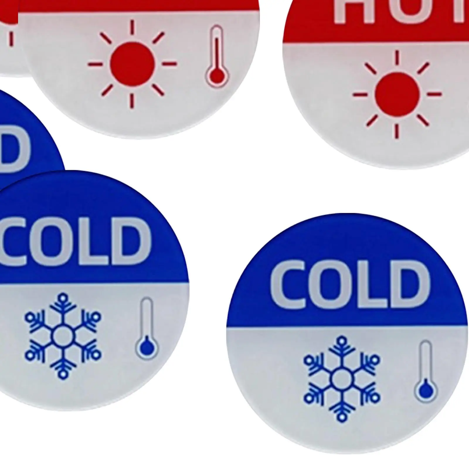 6x Hot and Cold Signs Hot Cold Labels Durable Easy to Use Round Acrylic Self