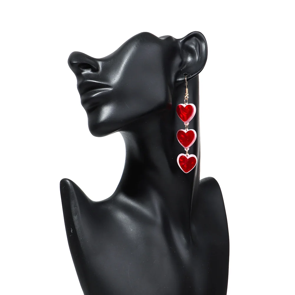 جديد الأحمر الوردي رسالة حب الاكريليك انخفاض الأقراط للنساء الفتيات الحلو القلب المغلف استرخى القرط هدية عيد الحب مجوهرات