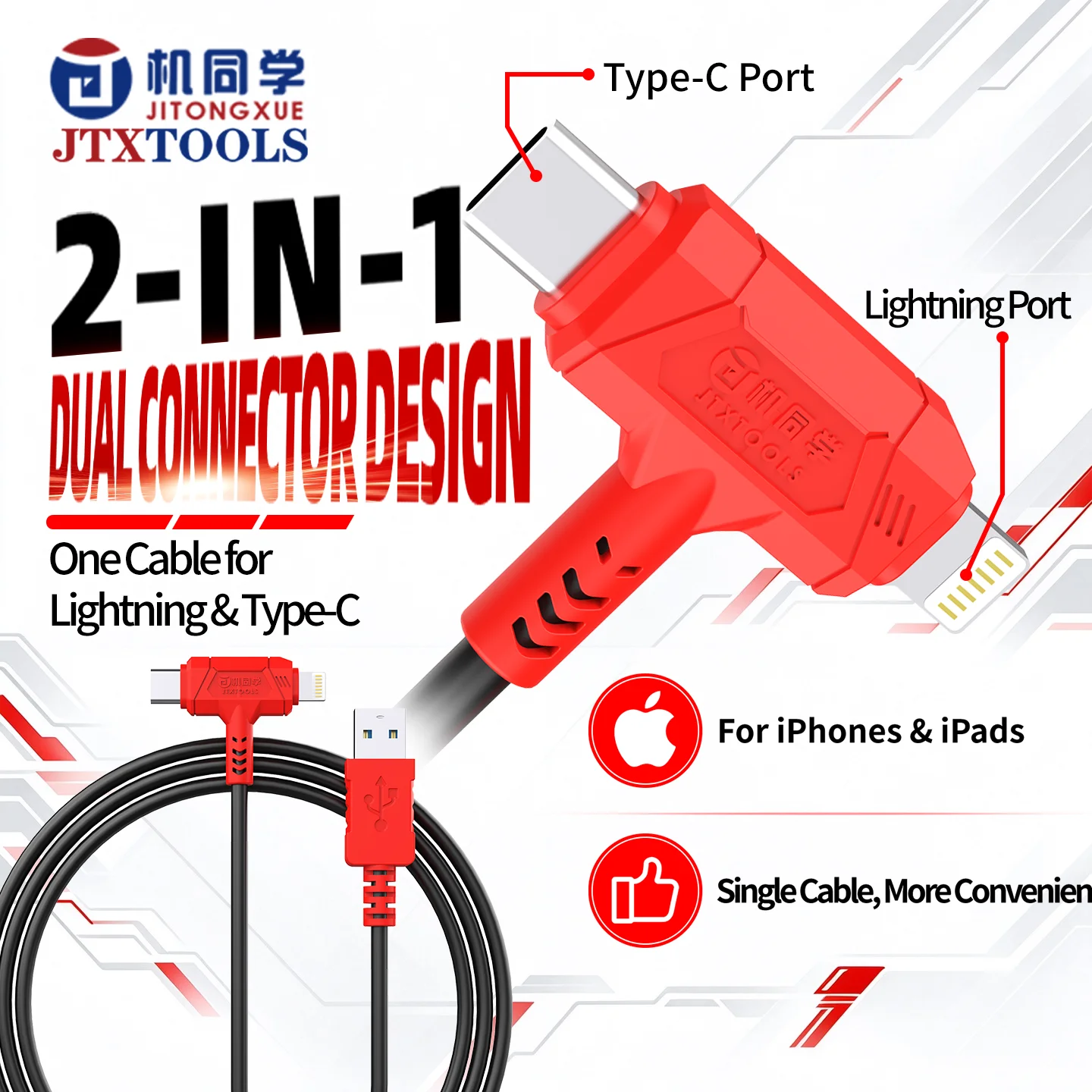 JTX 2in1 I-DFU Repair Cable Plugin To Enter DFU Mode For IP8-16 Series Ipad 2018-2021 MAC Pro Mini M1 Repair Flashing