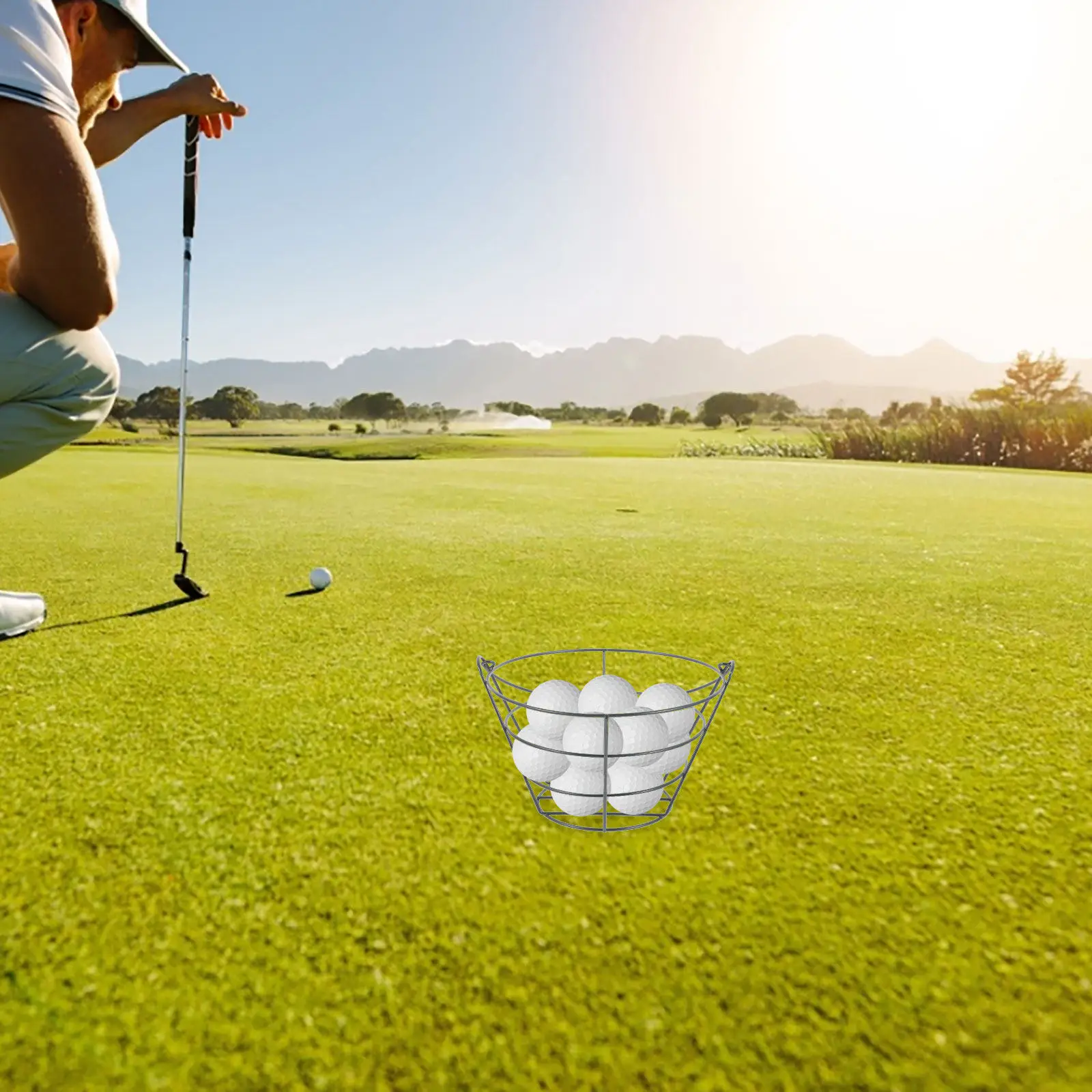 

Golf Ball Basket Heavy Duty Steel Construction Portable Handle for Easy Transport and Storage Outdoor Sports Training Supplies