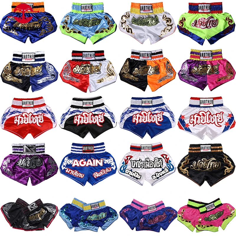 

Muay Thai Adult Kids MMA Bo Shorts Womens Mens Embroidery Kickbo Training Pants Sanda Martial Arts Fight Gear