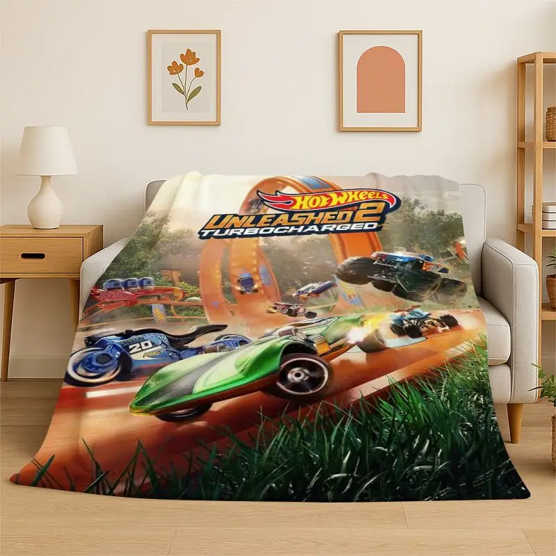 Racing Car H-Hot Wheels MOTO Cartoon Flannel Throw Blanket,Warm Cozy Blanket for Bed,Sofa,Couch,Bedroom,Living Room,Office,Gift