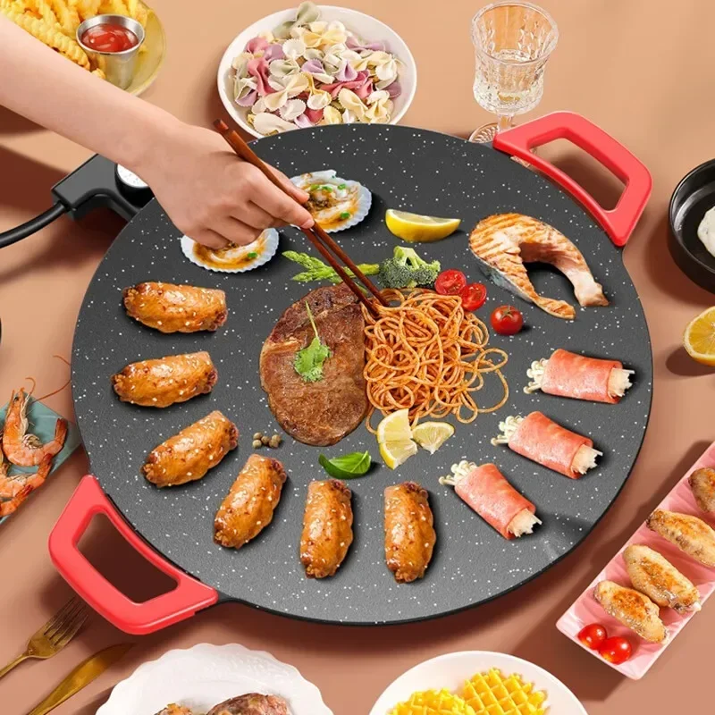 Electric Grill Barbecue Plate Barbecue Plate Household Mini Non Stick Pot Suitable for 1-2 People Circular Grill Plate 220V