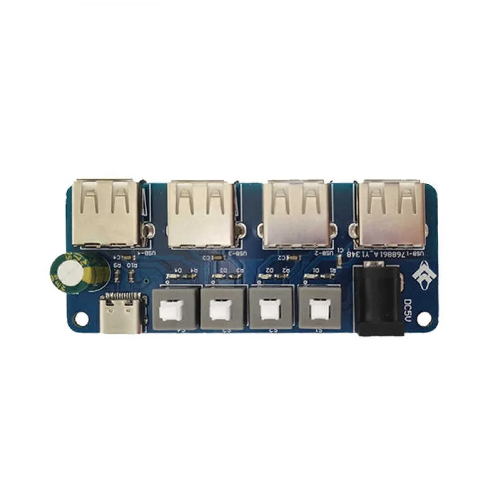 Power Expansion Module Button Control USB HUB Distribution Board DC 5V Power Supply Expansion Module 4-Way USB Power Supply HUB