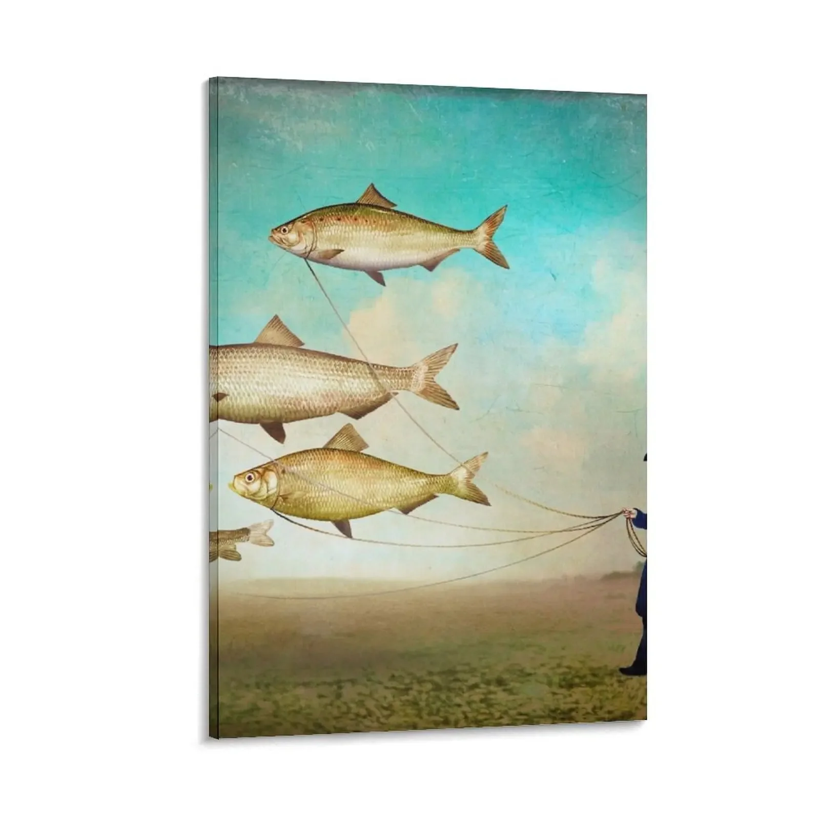 

Walking the Fish Canvas Painting room decors aesthetic room decor art mural