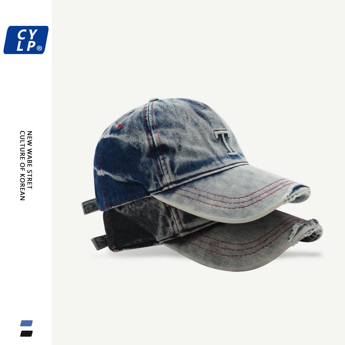 Gorra de béisbol vaquera lavada para hombres y mujeres, gorra con visera del alfabeto, estilo coreano, Hip Hop