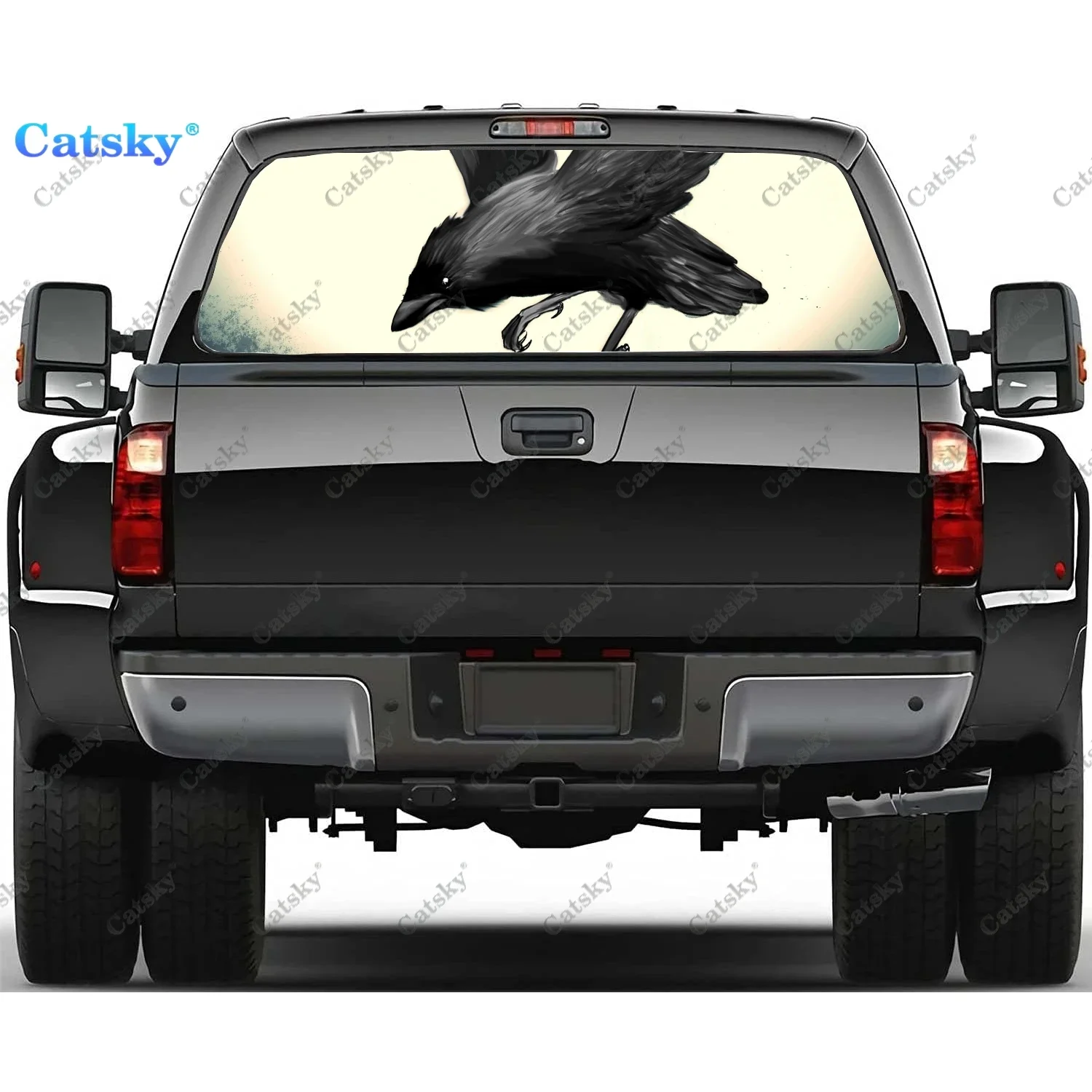 

Animal Bird Raven Rear Window Decals for Truck,Pickup Window Decal,Rear Window Tint Graphic Perforated Vinyl Truck Sticker