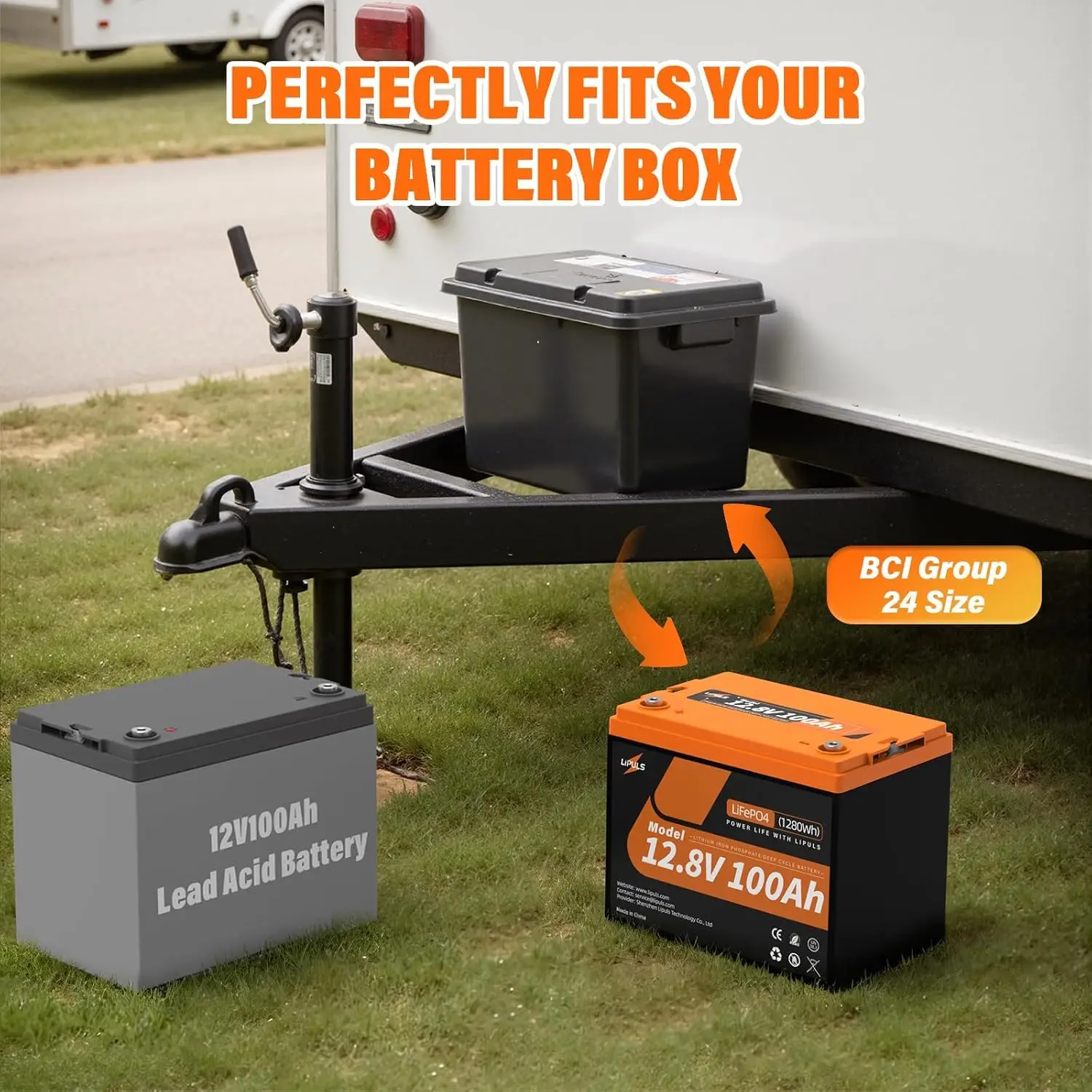 12.8V 100Ah LiFePO4 Deep Cycle Lithium Battery for RV Marine Solar Off-Grid, Customized
