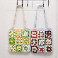 Bag Xiangyu hand knitted shoulder bag with checkered stitching flower women's bag new in summer