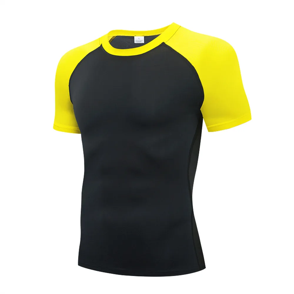 Men\'s Compression T-shirt Breathable Football Suit Fitness Tight Sportswear Riding Quick Dry Running Short Sleeve Shirt Sports