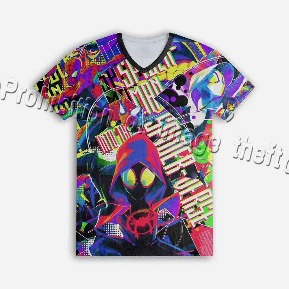 

Футболка с v-образным вырезом «Человек-паук» Multiverse, модные мужские и женские футболки с короткими рукавами и принтом в уличном стиле