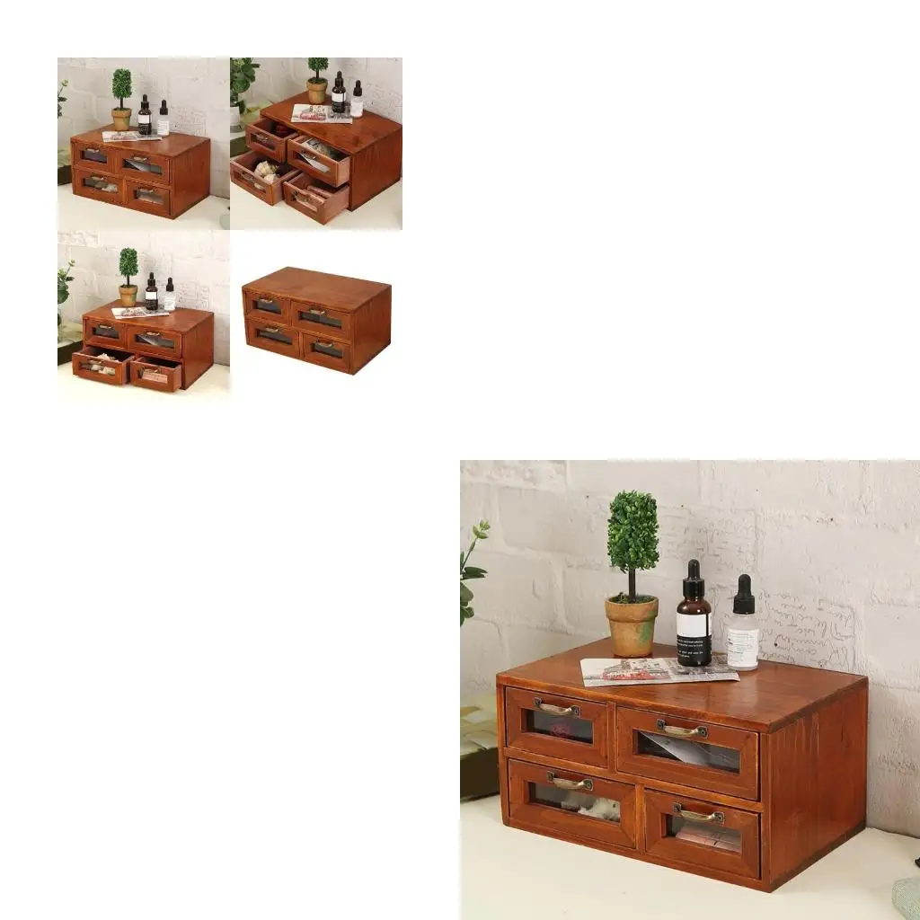 Elegant Wooden Storage Box With Multiple Drawers Antique Wooden Storage Cabinet For Makeup Tools And Keys
