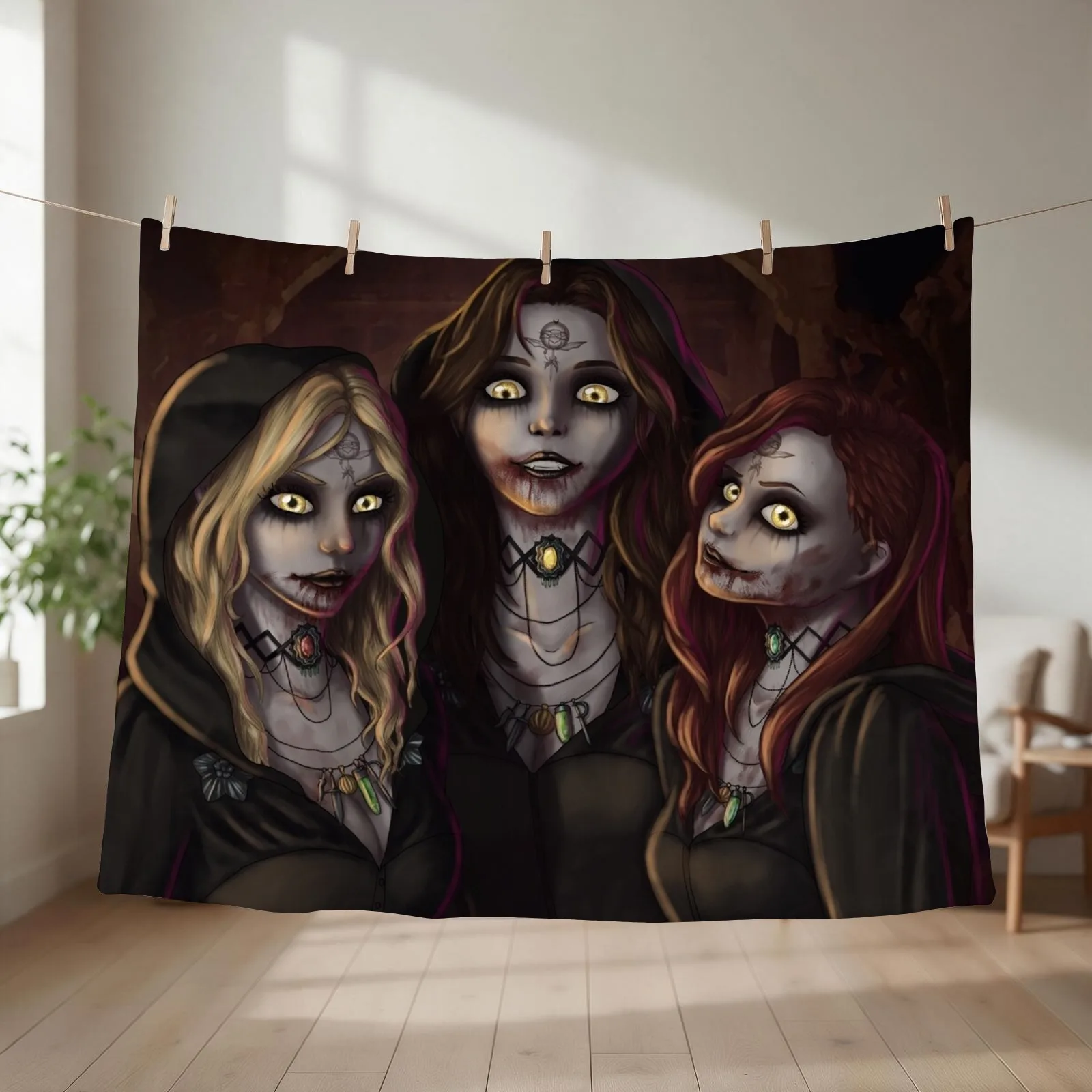 Dimitrescu Daughters Throw Blanket couch cozy soft plush fuzzy picnic outdoor blanket
