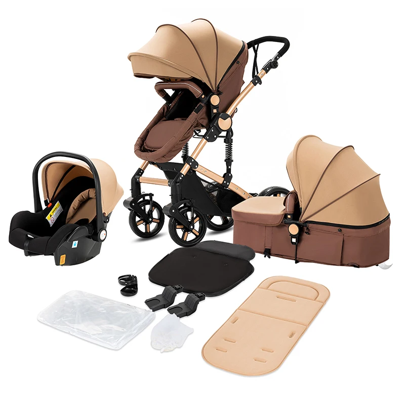 All-Terrain Baby Buggy Kinderwagen 3-in-1 Lichtgewicht kinderwagen Reissysteem Kinderwagen Kinderwagen vanaf de geboorte Compacte opvouwbare kinderwagen